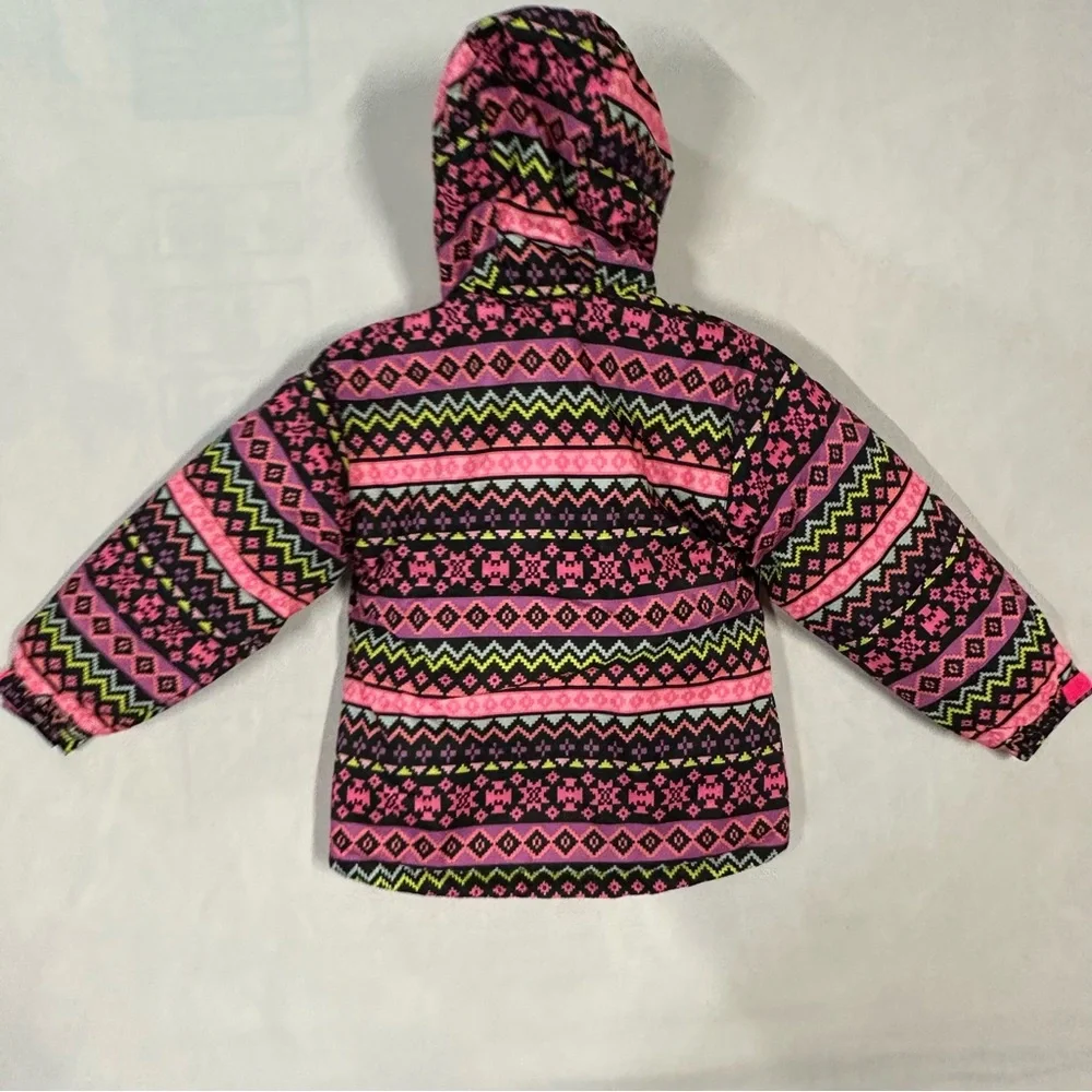 NWT The Children's Place 3 in 1 Pink and Black neon Geometric Jacket Small 5/6